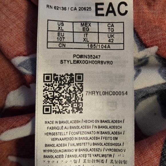 GUESS Mens Floral Viscose Short Sleeve Button Down Tropical Flowers Shirt Red XL - Picture 7 of 10